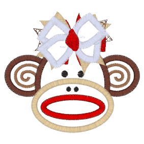 Monkies (A44) Bow Monkey Applique 4x4