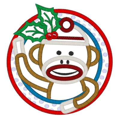 Monkies (73) Christmas Monkey Applique 5x7