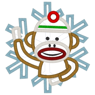 Monkies (74) Christmas Snowflake Monkey Applique 5x7