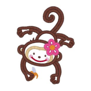 Monkies (80) Girl Monkey Applique 4x4
