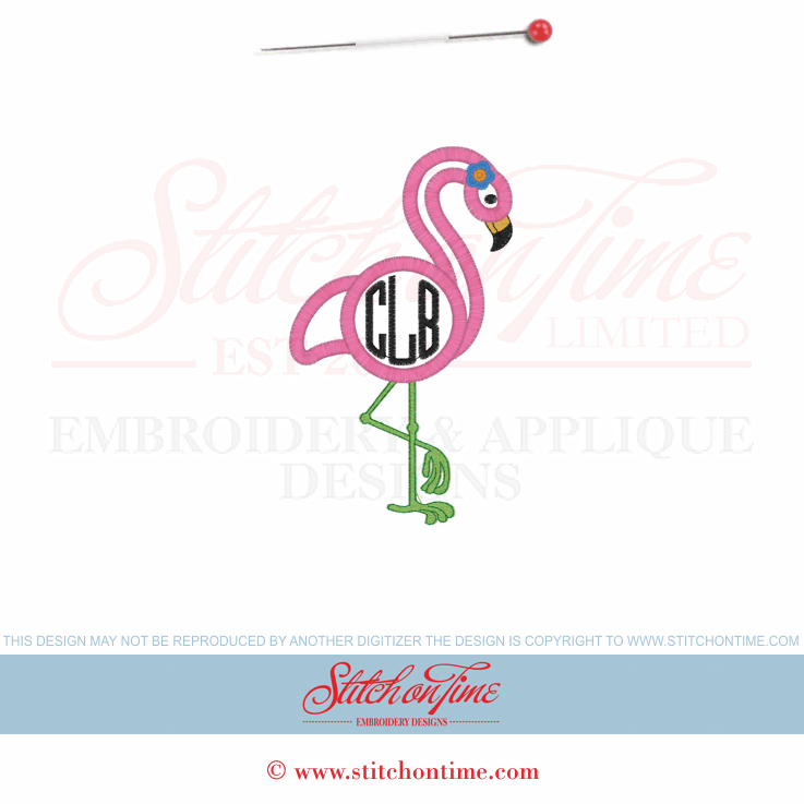 1 Monograms : Made To Order Flamingo Applique 5x5, 5x7 or 6x10