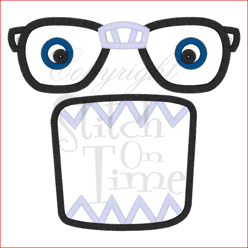 Monster (A3) Glasses on Monster Applique 6x10