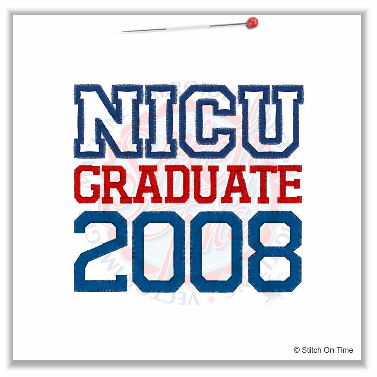 1 NICU : NICU Graduate 2008 Applique 5x7