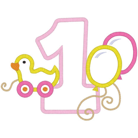 Numbers (A22) 1st Birthday Applique 4x4