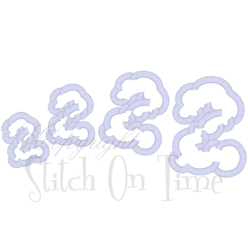 Numbers (33) 2 Clouds Applique 5x7