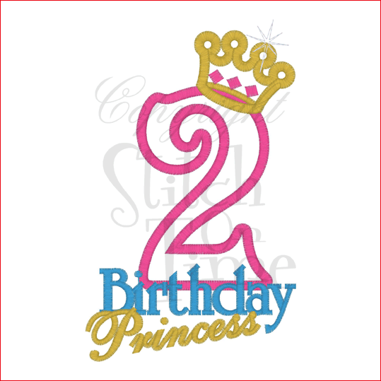 Numbers (43) 2 Birthday Princess Applique 5x7