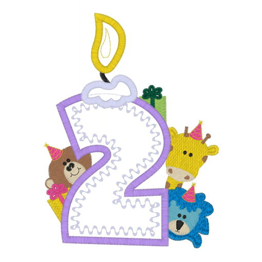 Numbers (60) 2 Candle Animal Party Applique 5x7