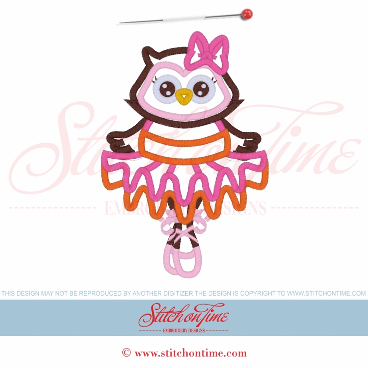 62 Owl : Ballet Girl Owl Applique 5x7