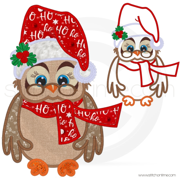 68 Owl :Christmas Owl Applique