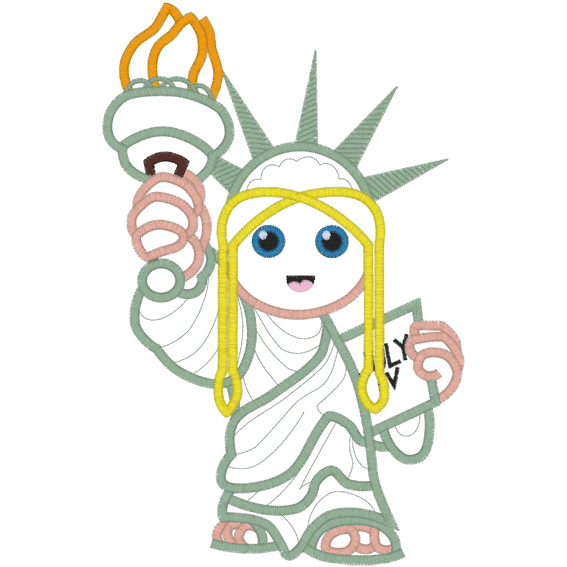 Patriotic (A19) Statue of Liberty Girl Applique 5x7