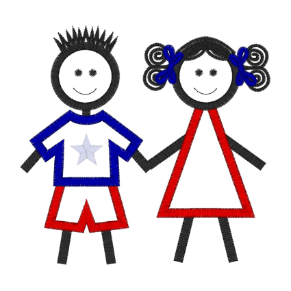 Patriotic (27) Boy & Girl Applique 5x7