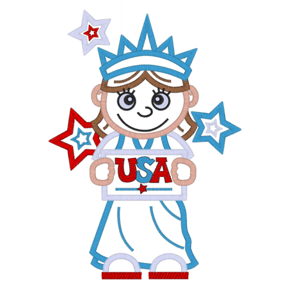 Patriotic (32) Statue of Liberty Girl Applique 6x10