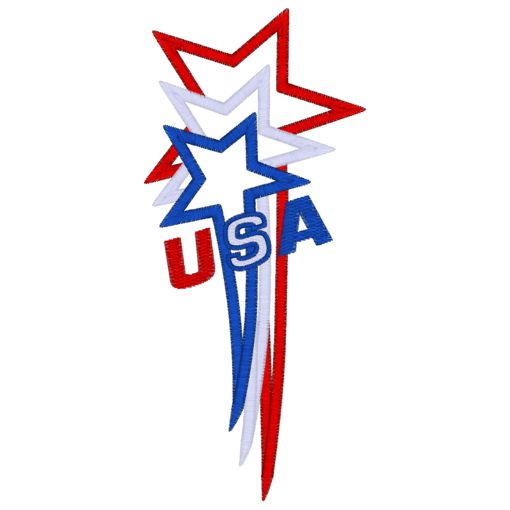 Patriotic (57) USA Star Swoosh Applique 5x7