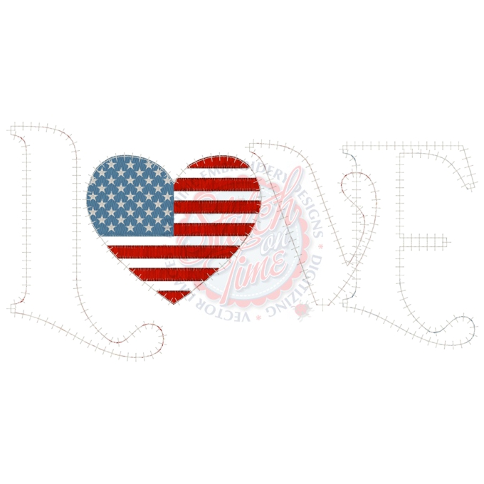 Patriotic (63) Love USA Applique 6x10