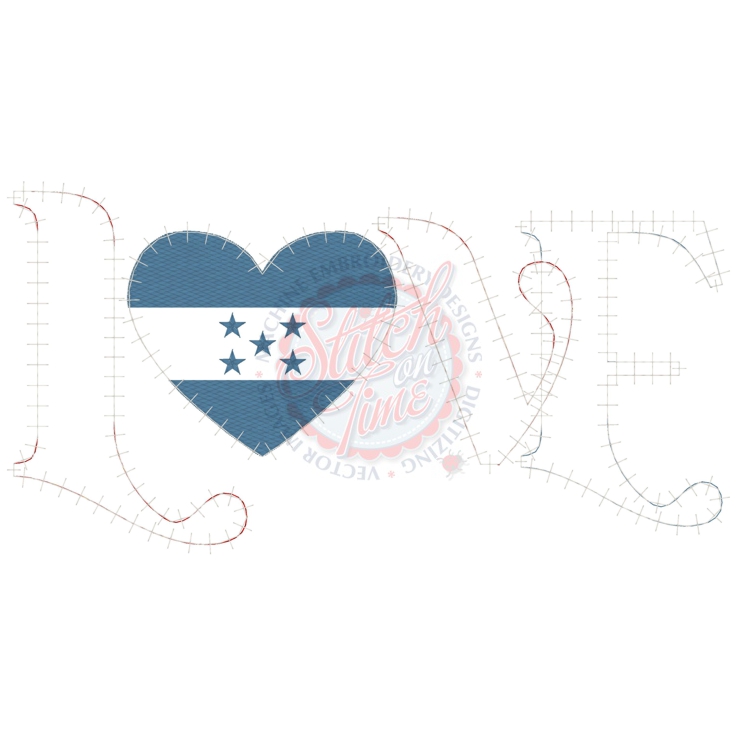 Patriotic (65) Love HONDURAS Applique 6x10