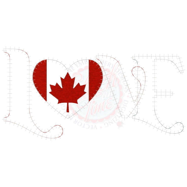 Patriotic (67) Love CANADA Applique 6x10