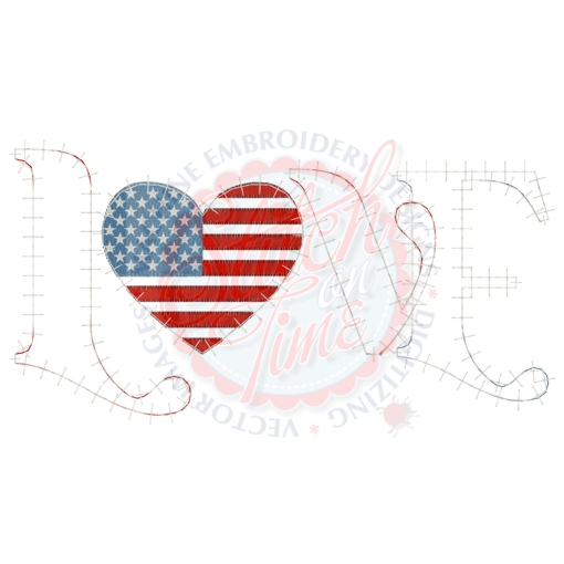 Patriotic (68) Love USA Applique 5x7