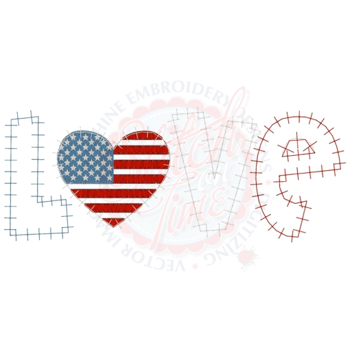 Patriotic (71) Love Applique 5x7