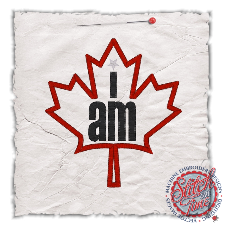 Patriotic (80) I Am Canadian Applique 4x4
