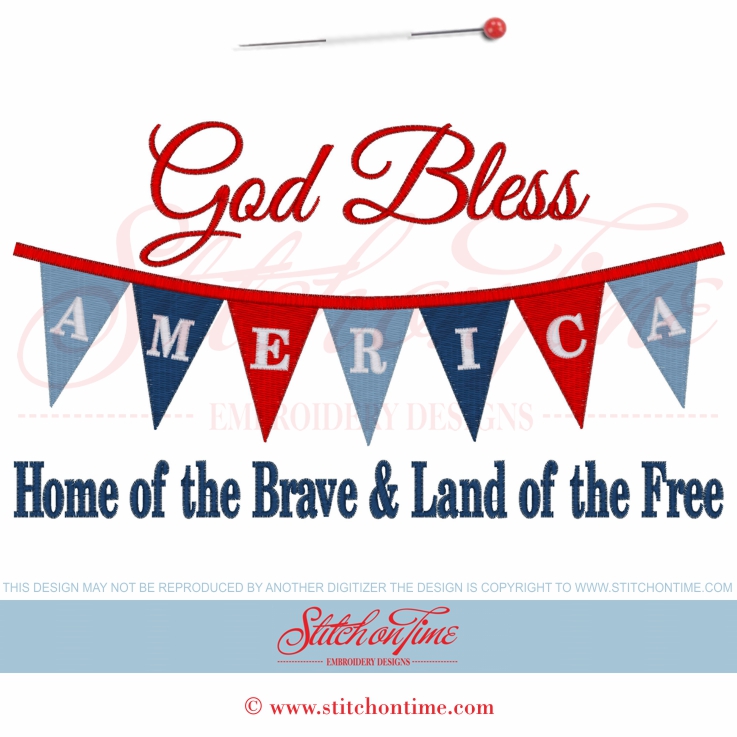98 Patriotic : God Bless America Banner 6x10