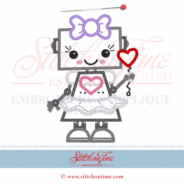 PDS (145) Robot Love Girl Applique 5x7