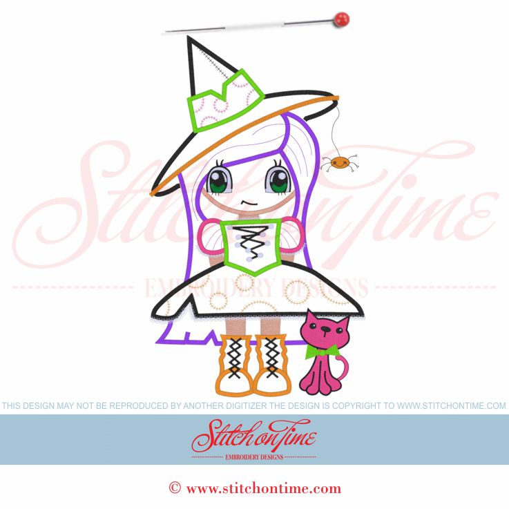 238 PDS : Halloween Witch Applique 6x10