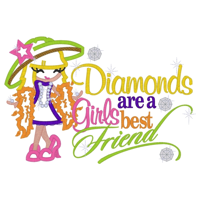 PDS (88) Diamonds Are a Girls Applique 6x10