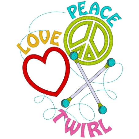 Peace (102) Peace Love Twirl Applique 5x7