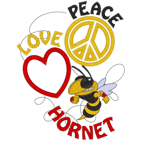 Peace (103) Peace Love Hornet Applique 5x7