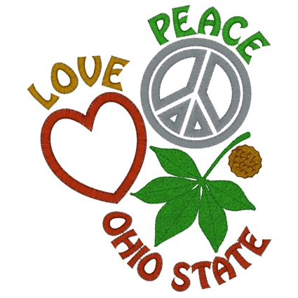 Peace (105) Peace Love Ohio Applique 5x7