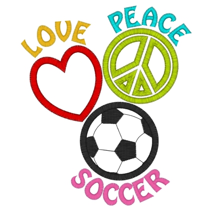 Peace (107) Peace Love Soccer Applique 5x7