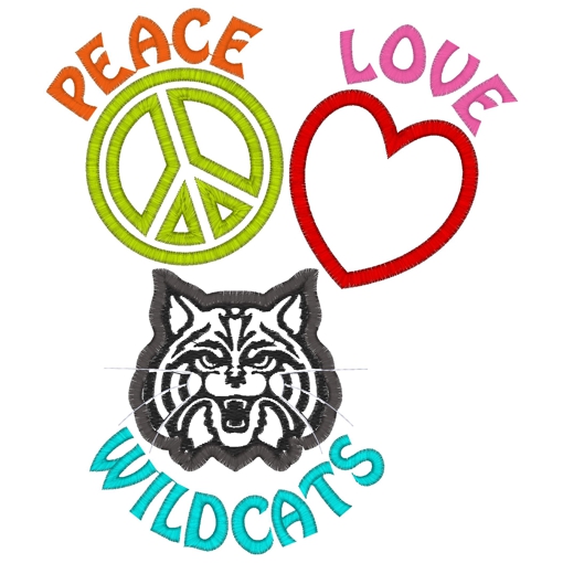 Peace (114) Peace Love Wildcats Applique 5x7