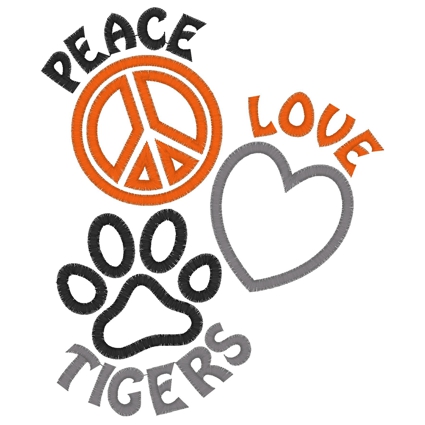 Peace (118) Peace Love Tigers Applique 5x7