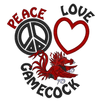 Peace (122) Peace Love Gamecock Applique 5x7
