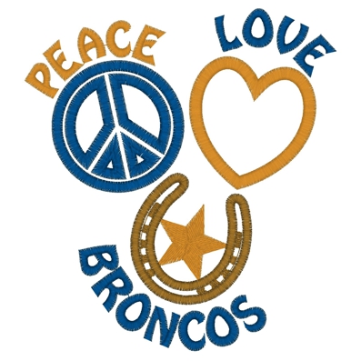 Peace (125) Peace Love Broncos Applique 5x7