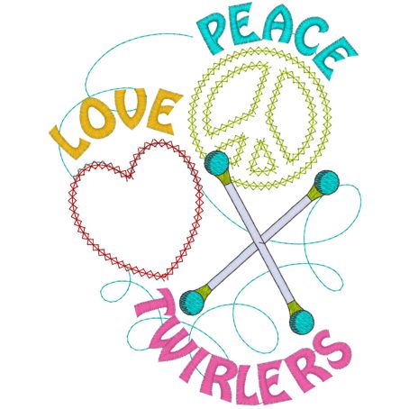 Peace (132) Peace Love Twirlers Applique 5x7