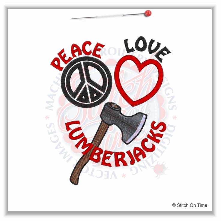 147 Peace : Peace Love Lumberjacks Applique 5x7
