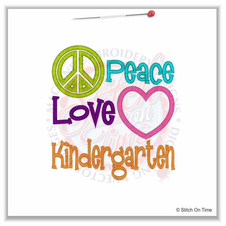 148 Peace : Peace Love Kindergarten Applique 5x7