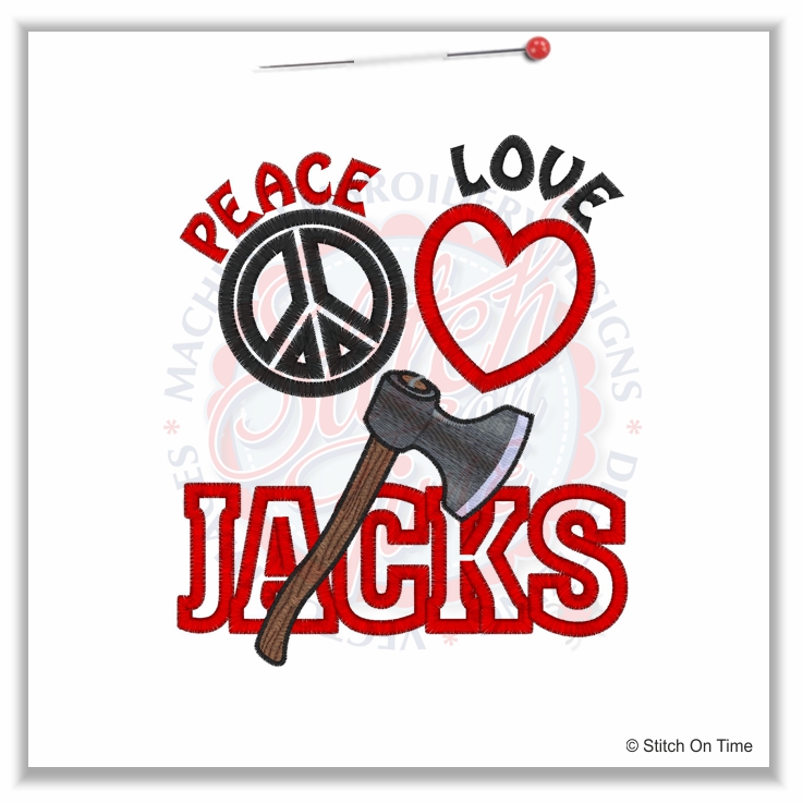 149 Peace : Peace Love Jacks Applique 5x7