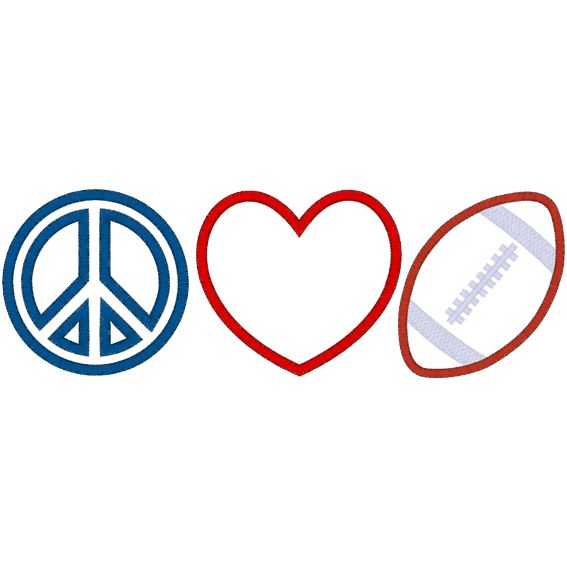 Peace (A44) Peace Love Football Applique 5x7