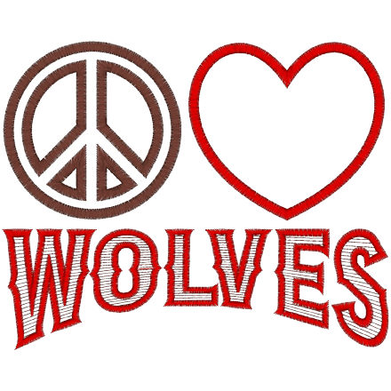 Peace (A57) Peace Love Wolves Applique 5x7