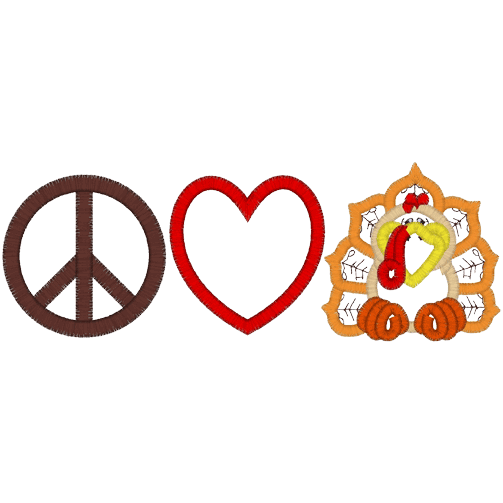 Peace (A60) Peace Love Turkey Applique 5x7