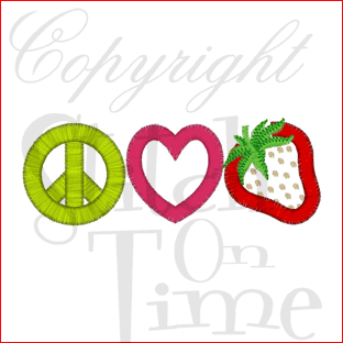 Peace (69) Peace Love Strawberry Applique 4x4