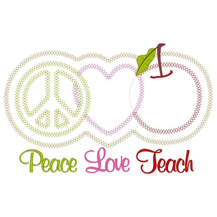 Peace (93) Peace Love Teach Applique 6x10