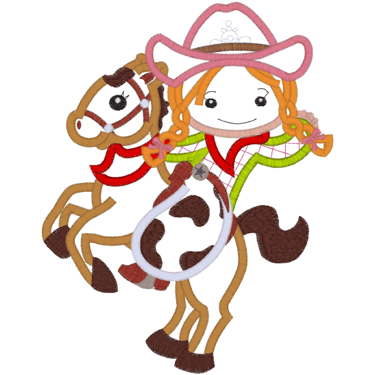 Pony Party (A8) Cowgirl Applique 5x7
