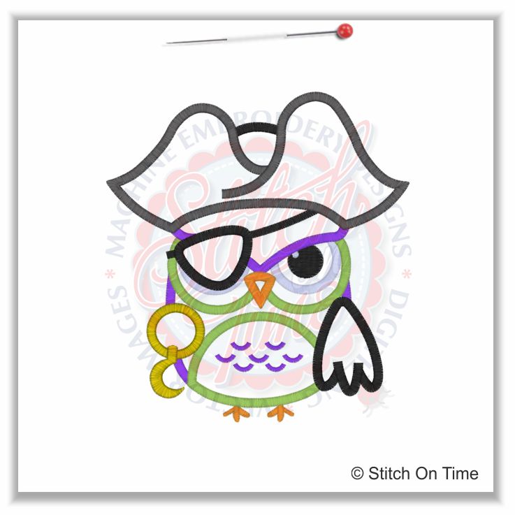 6 Pink Pueblo : Pirate Owl Applique 5x7