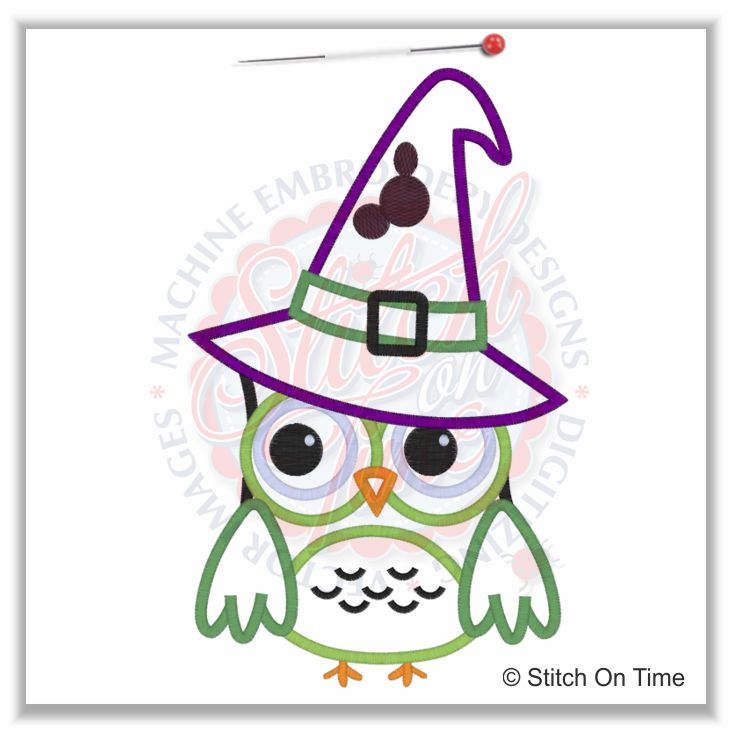 8 Pink Pueblo : Witch Owl Applique 5x7