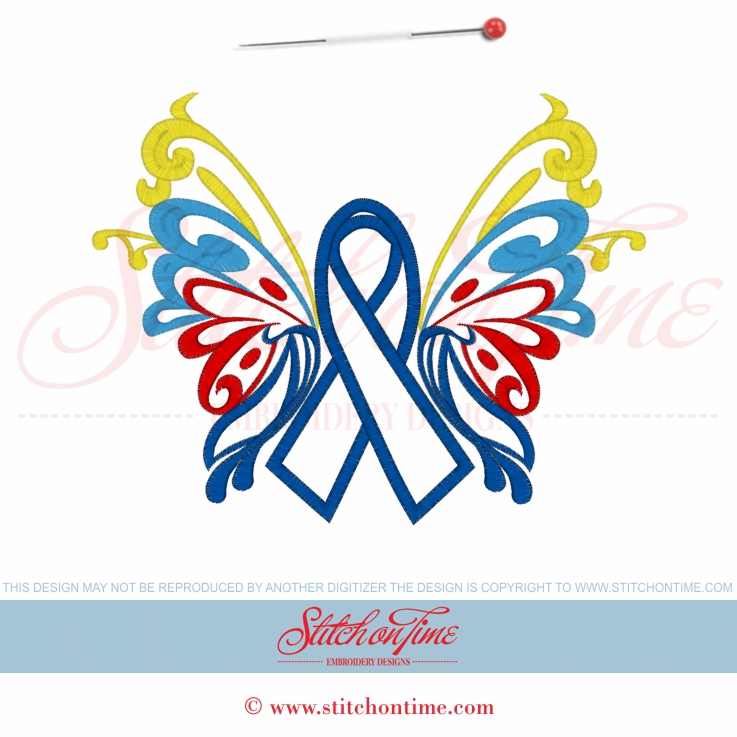 72 Ribbons : Awareness Ribbon Butterfly Applique 6x10