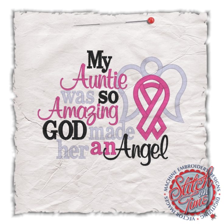 Ribbons (28) Auntie Angel Charity Ribbon Applique 5x7