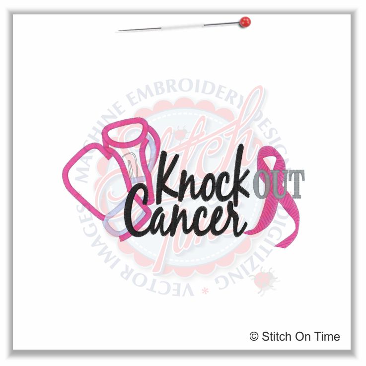 48 Ribbons : Knock Out Cancer Applique 5x7